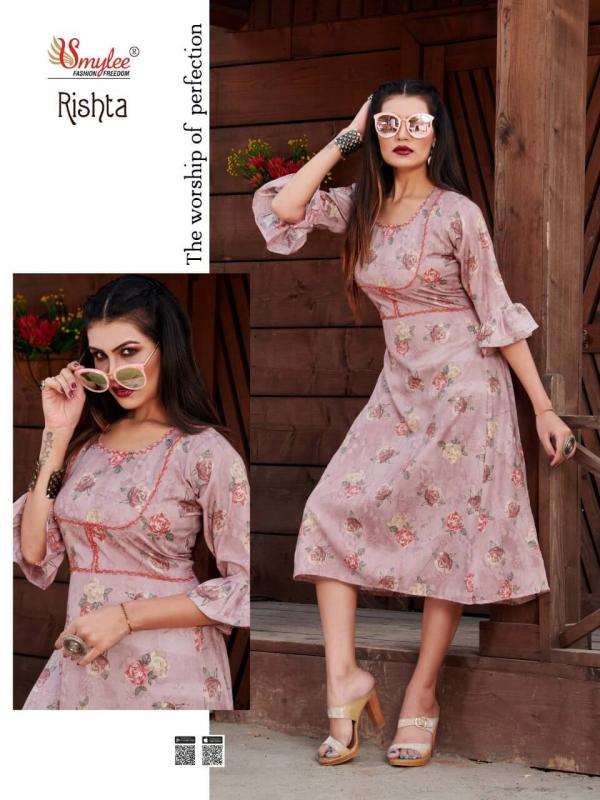 Smylee Rishta Rayon Foil Print Kurti